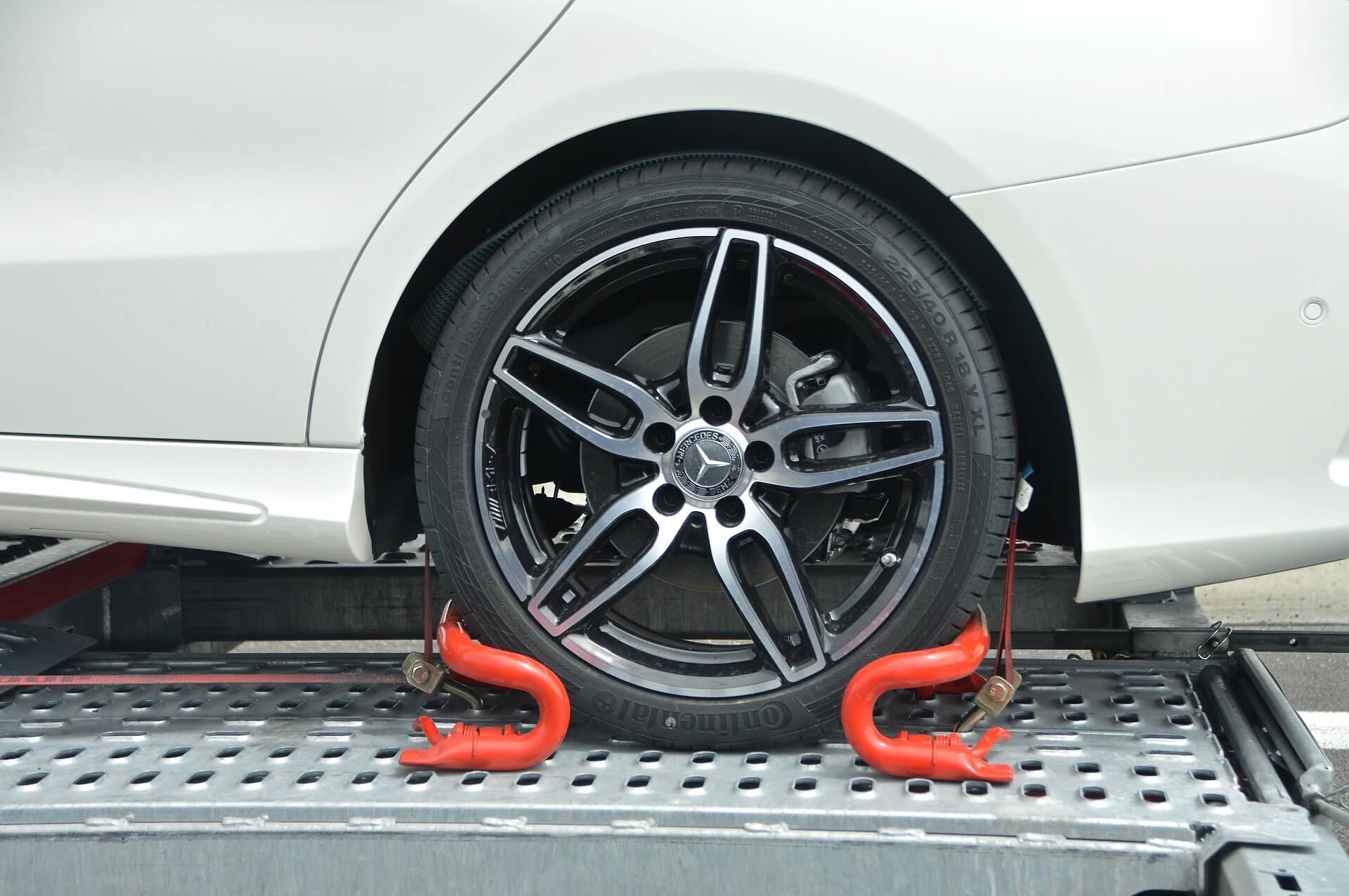 car tire trapped towing
